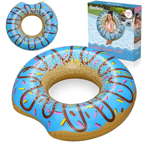 Bestway kék felfújható úszógumi donut formában, 107 cm PVC