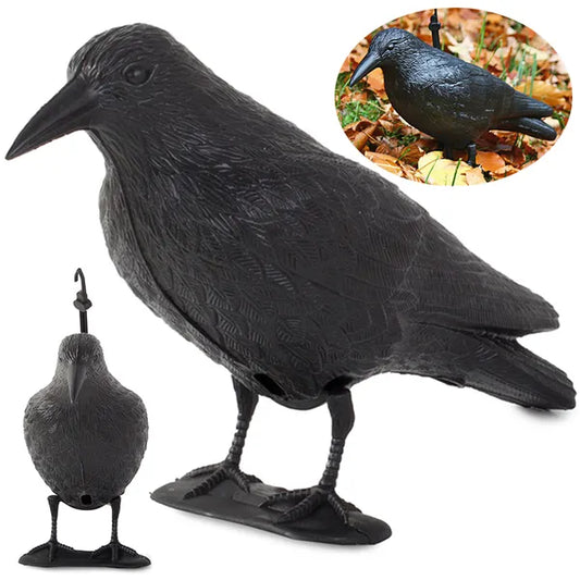 Élethű varjú madárriasztó műanyag figura, 40 cm, akasztható