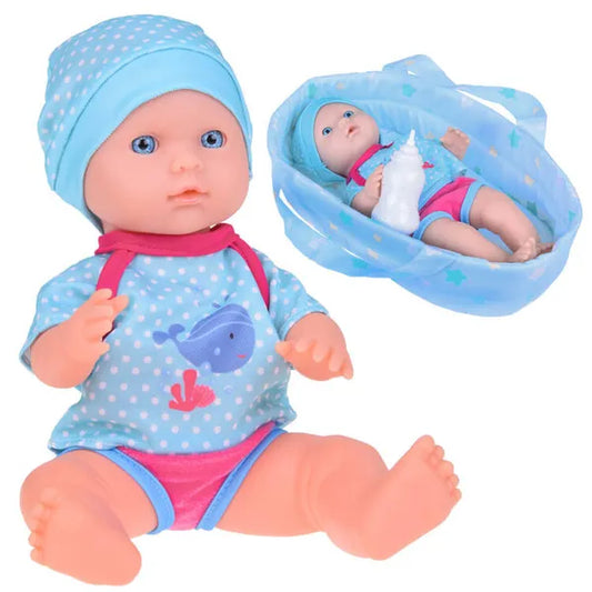 Baba hordozóval, ivó- és pisilő funkcióval, 30 cm