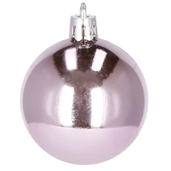 Karácsonyi gömb szett 12 db, 6 cm, rózsaszín, törhetetlen