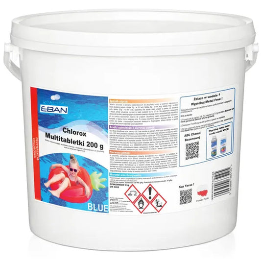 Lassan oldódó klór multitabletta medencékhez, 5 kg, kék formula