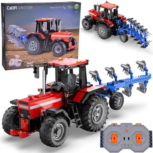 1675 darabos távirányítós traktor és eke építőkészlet, 1:17 méretarány