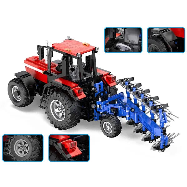 1675 darabos távirányítós traktor és eke építőkészlet, 1:17 méretarány