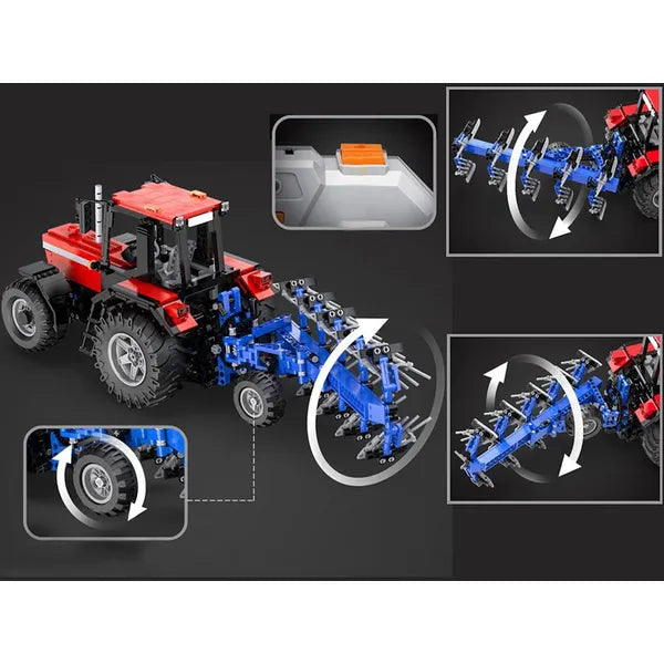 1675 darabos távirányítós traktor és eke építőkészlet, 1:17 méretarány