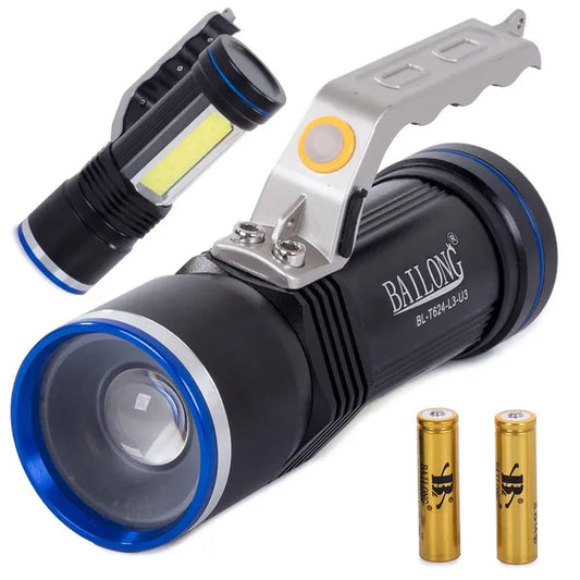 Taktikai LED zseblámpa CREE XM-L3-U3, 600 m, zoom, USB tölthető