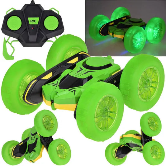 360° kétoldalas távirányítós stunt autó világító gumi kerekekkel 2.4 GHz