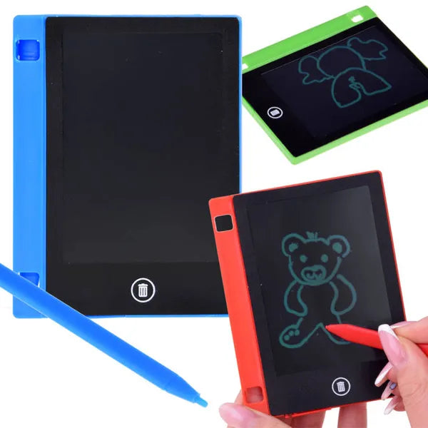 Mini LCD rajztábla gyerekeknek, stylus tollal, 11,5×9 cm, CR1220 elemmel