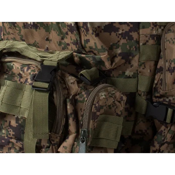 Taktikai túlélő katonai hátizsák, 48,5 l, MOLLE, terepmintás