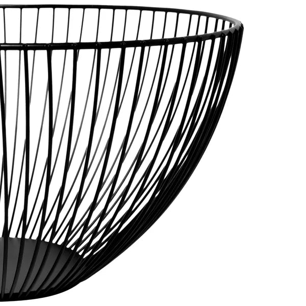 Fekete fém huzalkosár, Ø25 cm, 15 cm magas