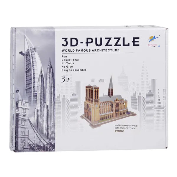 3D Notre-Dame katedrális makett, 77 darabos ragasztó nélküli puzzle