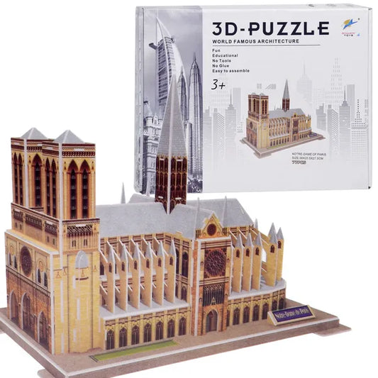 3D Notre-Dame katedrális makett, 77 darabos ragasztó nélküli puzzle