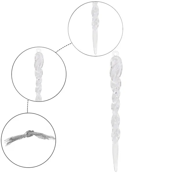 Tiszta akril jégcsap karácsonyi dísz, 10 cm, 9 db, szalaggal