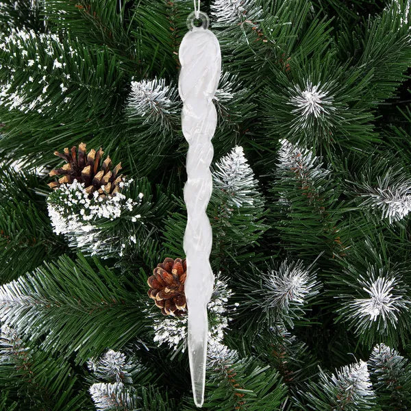 Tiszta akril jégcsap karácsonyi dísz, 10 cm, 9 db, szalaggal
