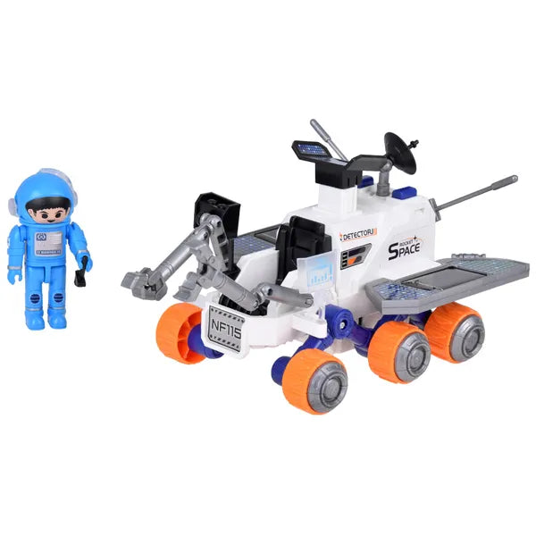 6 kerekű űrkutató rover játékjármű űrhajós figurával, mozgó elemekkel