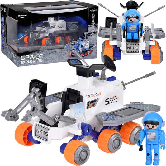 6 kerekű űrkutató rover játékjármű űrhajós figurával, mozgó elemekkel