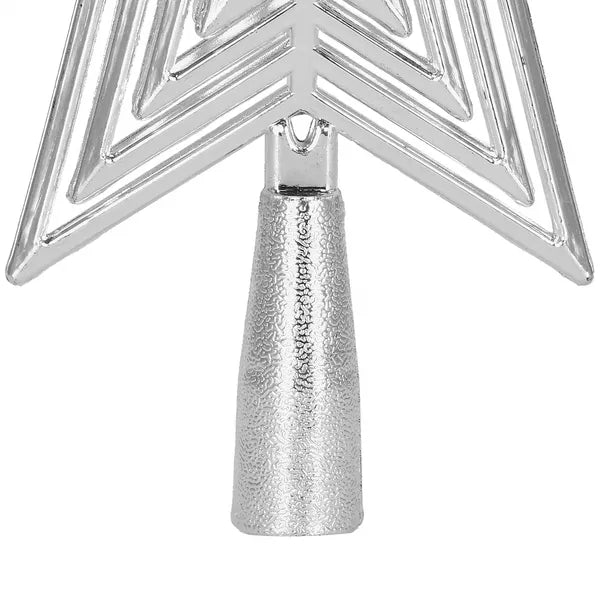 Ezüst színű csillag karácsonyfa csúcsdísz, törhetetlen PP, 18,5 cm