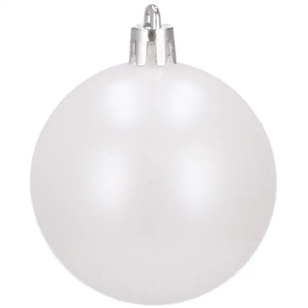 Fehér törhetetlen műanyag karácsonyi gömbdísz szett 6 cm 20 db