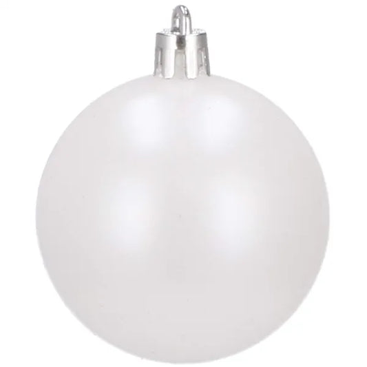 Fehér törhetetlen műanyag karácsonyi gömbdísz szett 6 cm 20 db