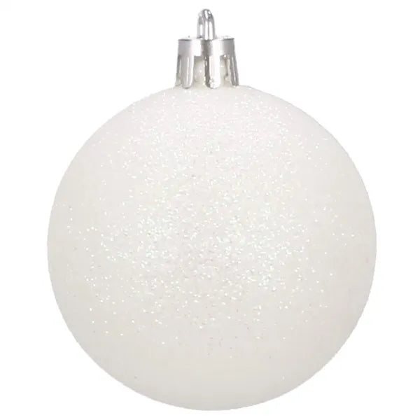 Fehér törhetetlen műanyag karácsonyi gömbdísz szett 6 cm 20 db
