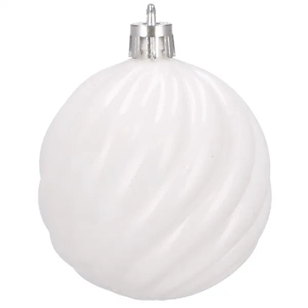 Fehér törhetetlen műanyag karácsonyi gömbdísz szett 6 cm 20 db
