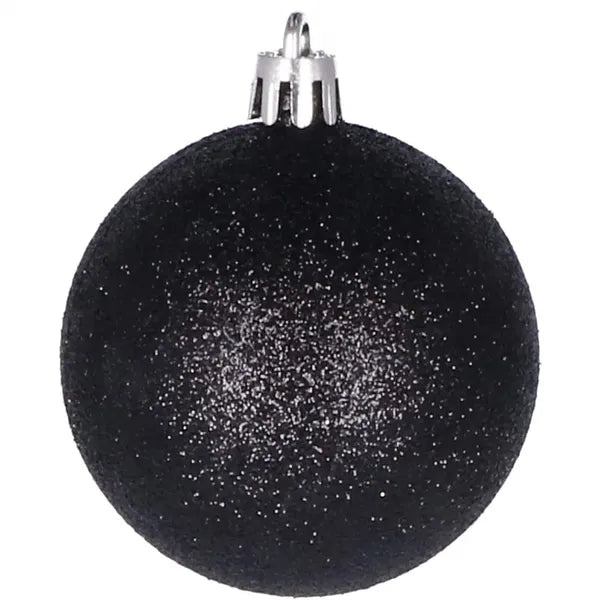 Karácsonyi gömbdísz készlet, fekete, 6 cm, 20 db, törhetetlen
