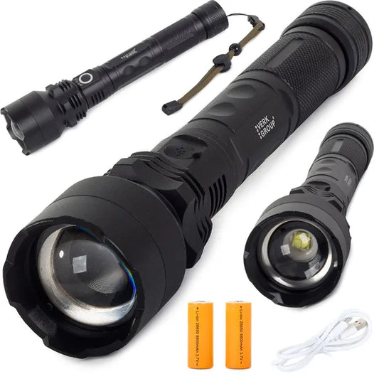 Bailong taktikai zseblámpa XHP50 LED, 1000 m zoom, USB, 2×26650