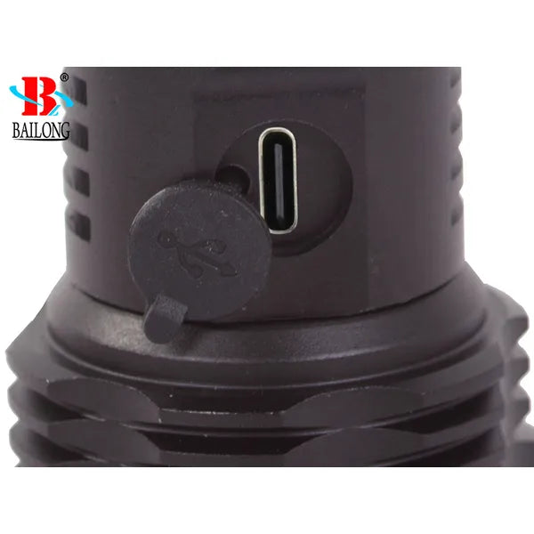 Bailong taktikai zseblámpa XHP50 LED, 1000 m zoom, USB, 2×26650