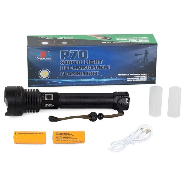 Bailong katonai taktikai zseblámpa CREE XHP70 LED, 1000 m, 2×26650, IPX5