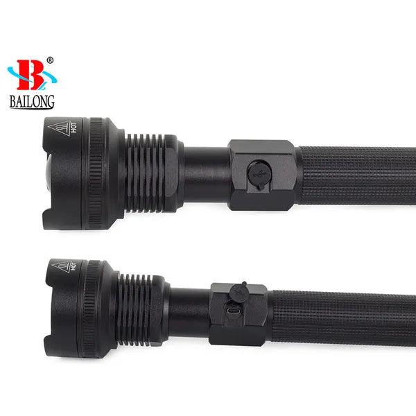 Bailong katonai taktikai zseblámpa CREE XHP70 LED, 1000 m, 2×26650, IPX5