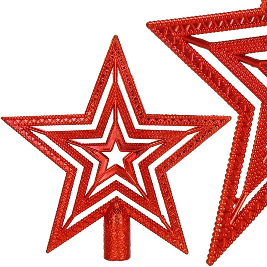 Karácsonyi csillagdísz, piros, 10 cm, törhetetlen műanyag
