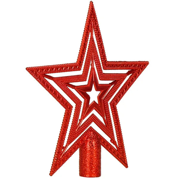 Karácsonyi csillagdísz, piros, 10 cm, törhetetlen műanyag
