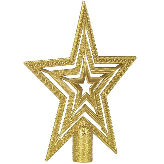 Karácsonyi arany csúcsdísz csillag, PP, 14,5 cm