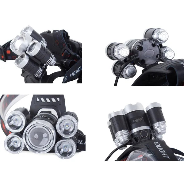Bailong fejlámpa CREE XM-L T6 + 4× XP-E, zoom, 400 m, IPX4