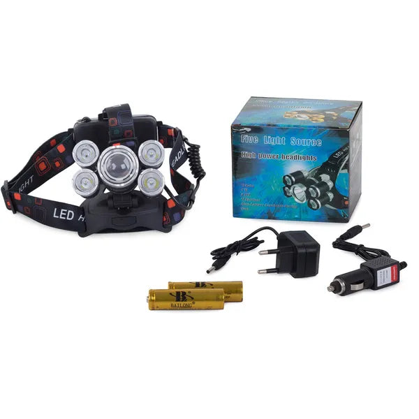 Bailong fejlámpa CREE XM-L T6 + 4× XP-E, zoom, 400 m, IPX4
