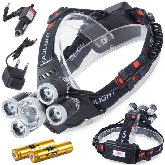 Bailong fejlámpa CREE XM-L T6 + 4× XP-E, zoom, 400 m, IPX4