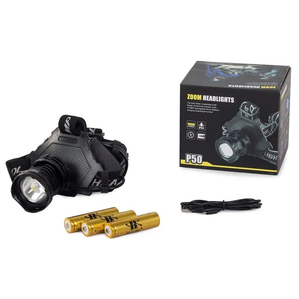 Bailong T70-P70 LED fejlámpa CREE XHP70, 1000 m, powerbank, IPX6, akkuk