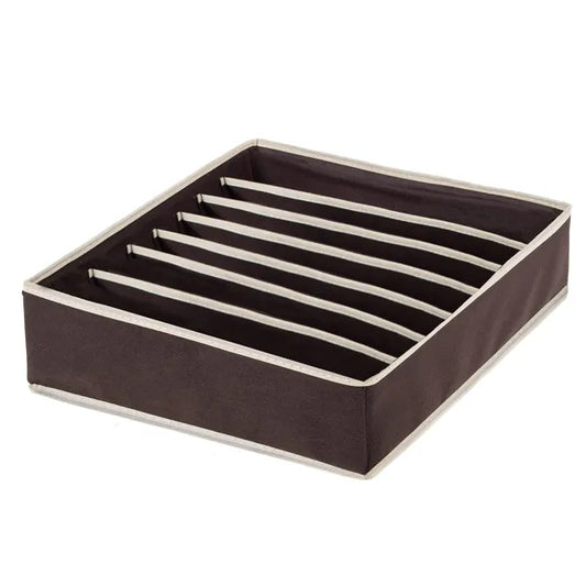 Fiókba helyezhető barna-krém 7 rekeszes filc tároló, 30×30×10 cm