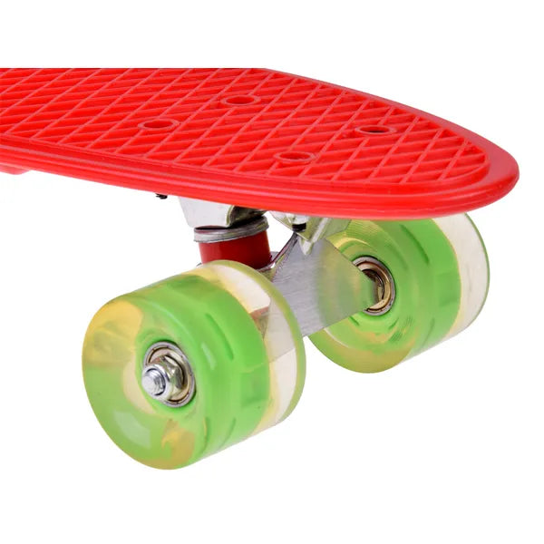 LED világítású mini gördeszka 55 cm, műanyag lap, 50 kg teherbírás