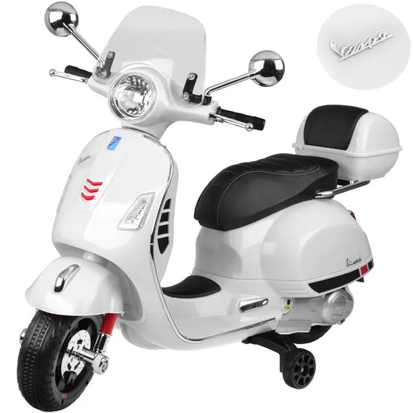 Vespa GTS Super 12V elektromos gyerekrobogó 2×30 W motorral, oldalkerekekkel