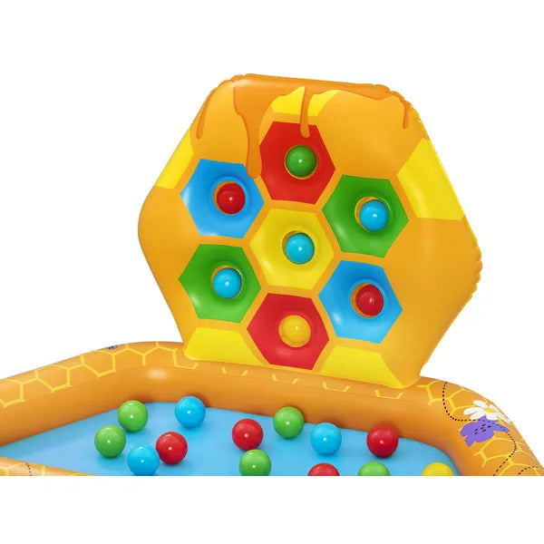 Bestway felfújható méhsejtes baba játszóközpont labdákkal, 127×119×61 cm