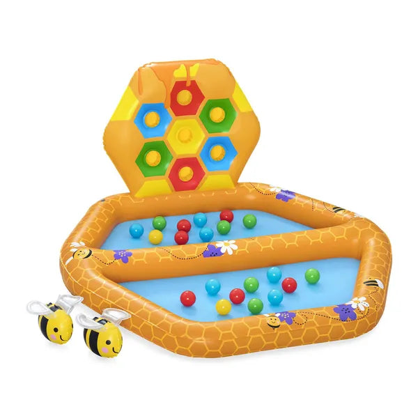 Bestway felfújható méhsejtes baba játszóközpont labdákkal, 127×119×61 cm