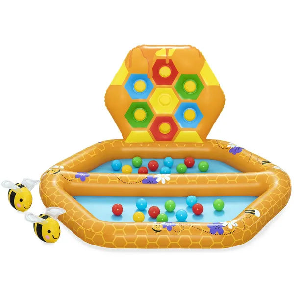 Bestway felfújható méhsejtes baba játszóközpont labdákkal, 127×119×61 cm