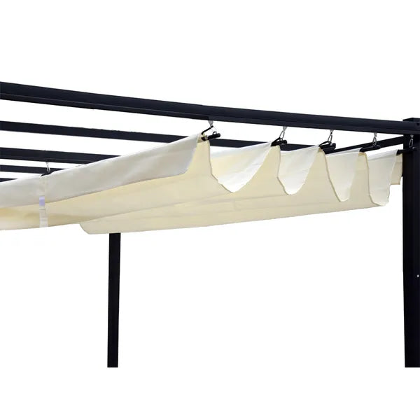 Acél kerti pergola 3x3x2,4 m, vízálló, behúzható tető, antracit-bézs