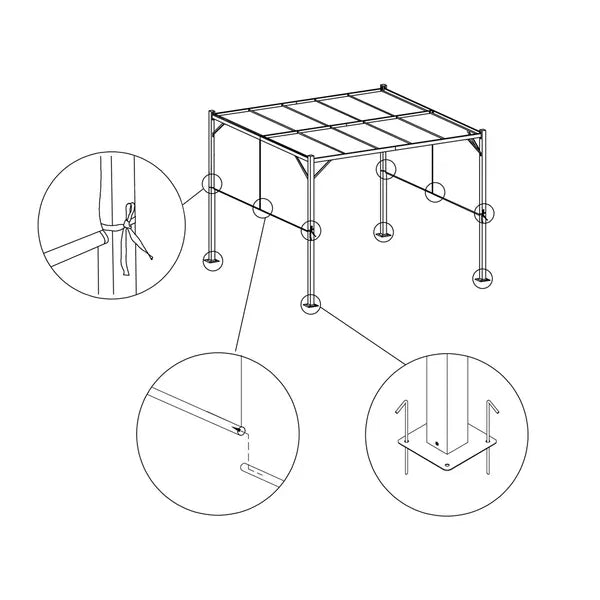 Acél pergola 3×3 m rolós beige oldalfalakkal, vízálló, behúzható tető