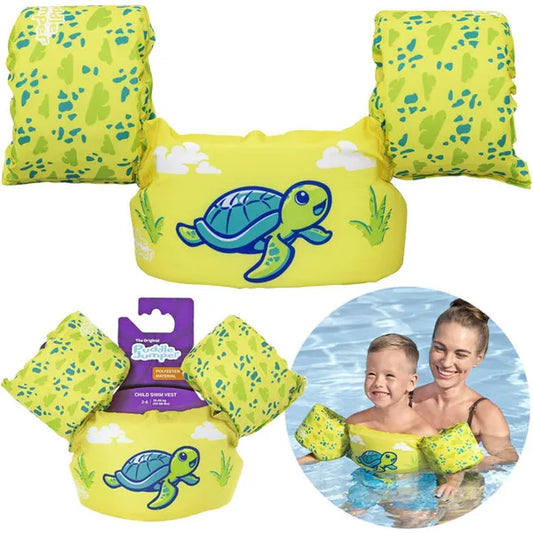 Gyermek úszómellény karpánttal, teknős mintával, 15-30 kg (2-6 év)