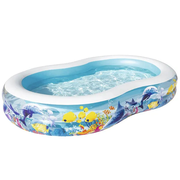 Bestway felfújható ovális gyermekmedence 262×157×46 cm, tengeri motívum