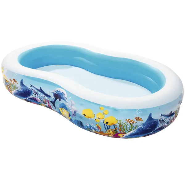 Bestway felfújható ovális gyermekmedence 262×157×46 cm, tengeri motívum