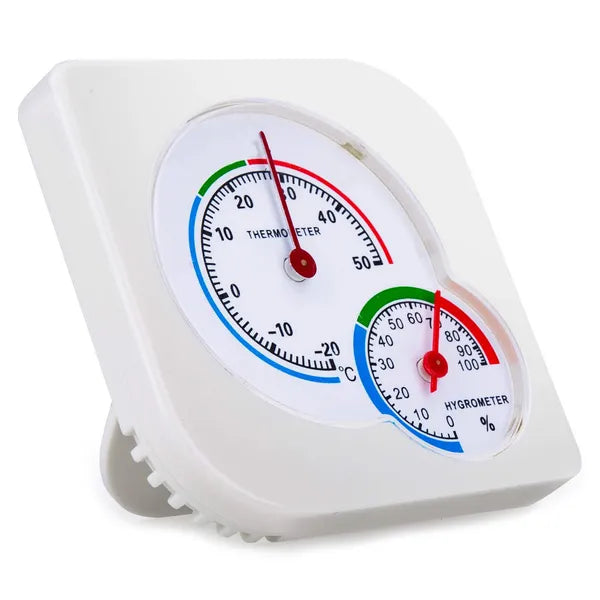 Analóg hő- és páramérő, 7,5 cm fehér, beltéri/kültéri, fali/asztali