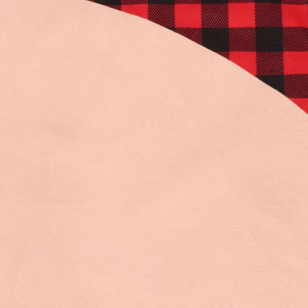 Karácsonyfa alátét, vörös-fekete kockás, arany szegéllyel, Ø91 cm
