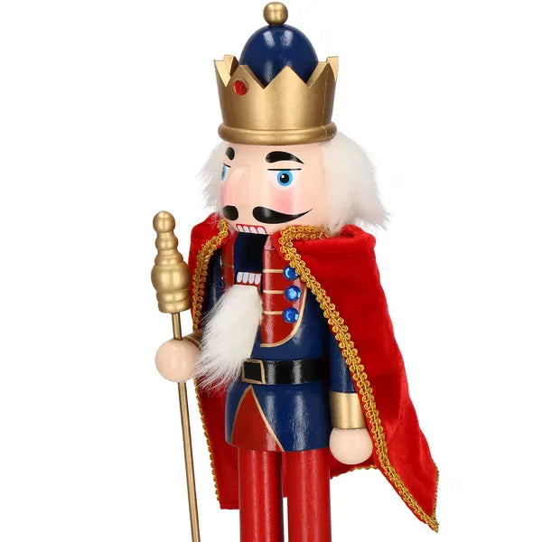 Fadísz diótörő figura, 38 cm, kék-piros arany díszítéssel